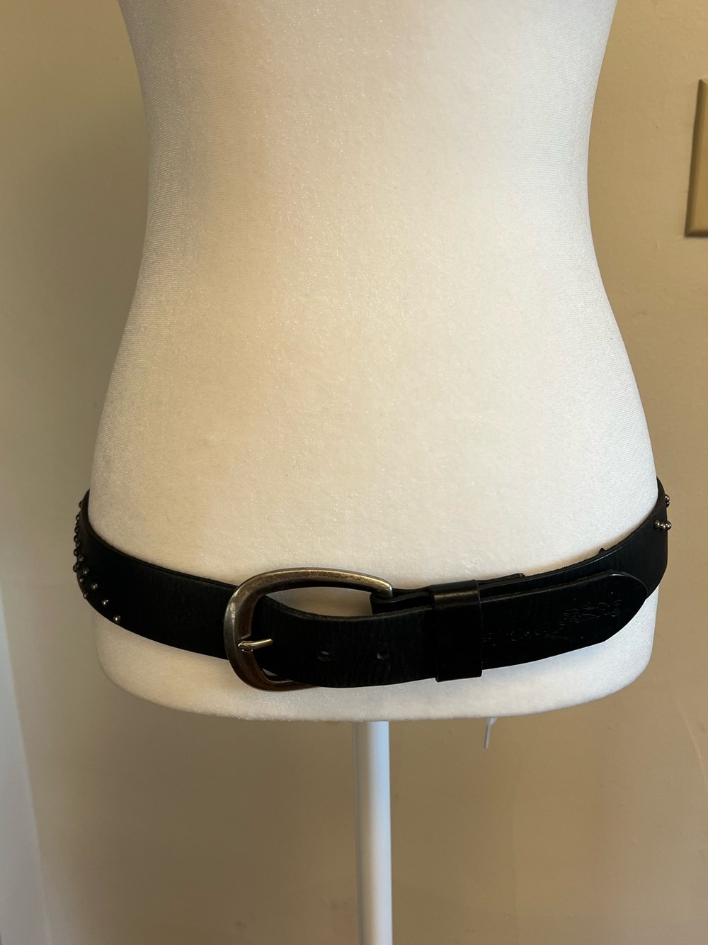 Diesel Black Leather Studded Belt with Silver Buckle Made in Italy Vintage